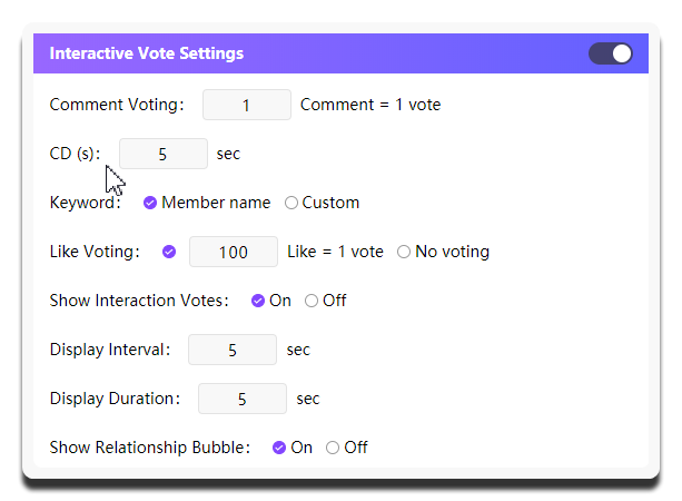MCA-Interactive Voting Settings