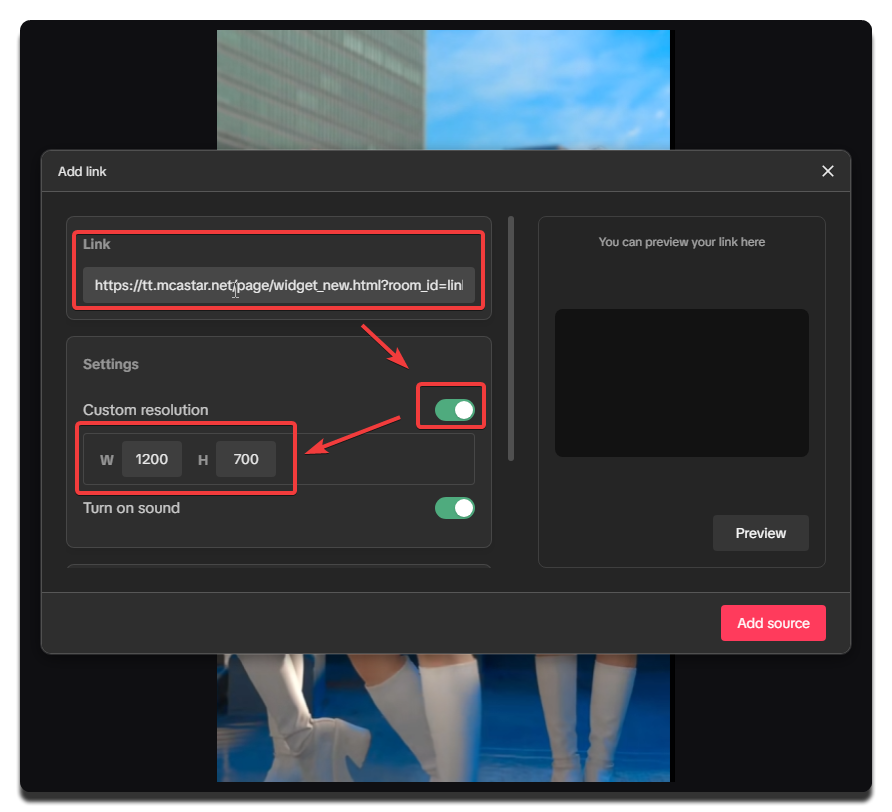 Live Studio-configure source