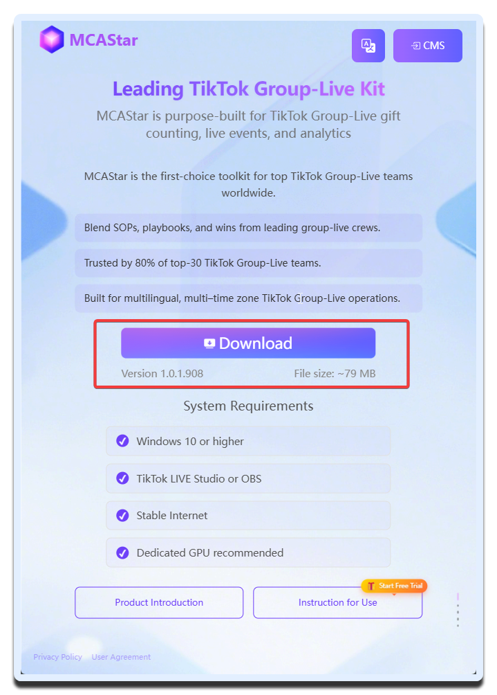 MCAStar download page
